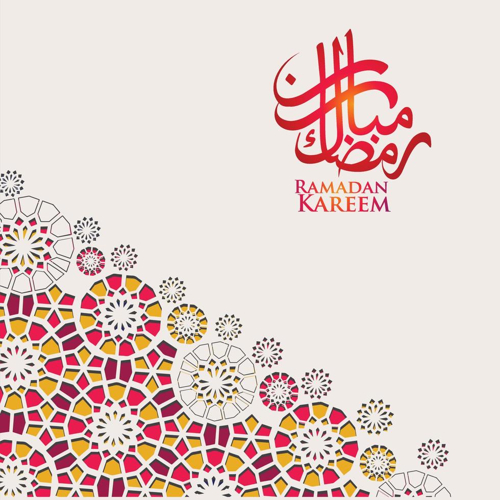 Luxurious and elegant design Ramadan kareem with arabic calligraphy and Islamic ornamental colorful detail of mosaic for islamic greeting.Vector illustration. vector
