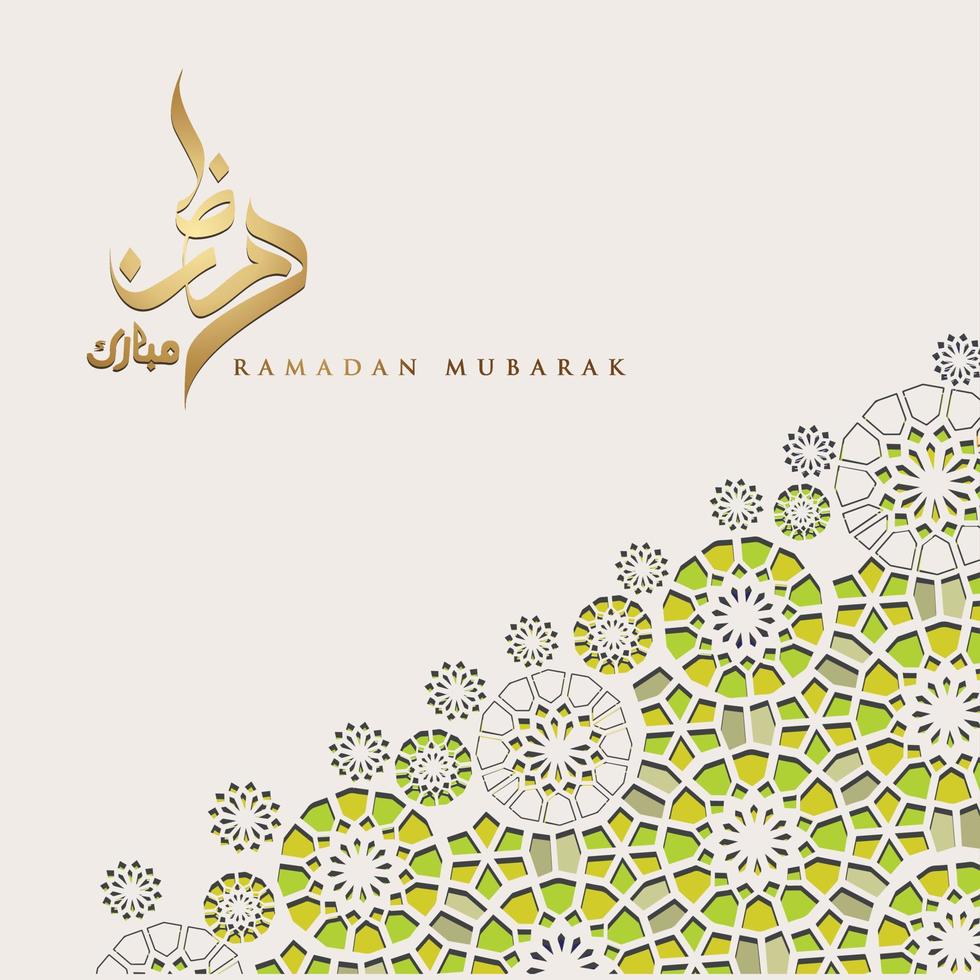 Luxurious and elegant design Ramadan kareem with arabic calligraphy and Islamic ornamental colorful detail of mosaic for islamic greeting.Vector illustration. vector