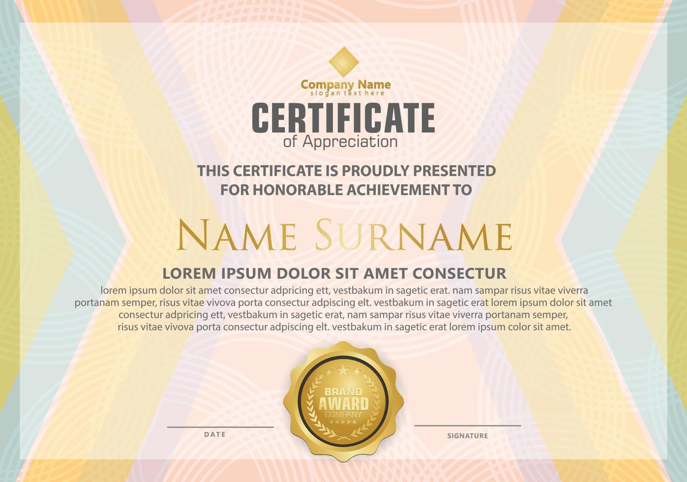 certificate template with modern pattern,diploma,Vector illustration vector