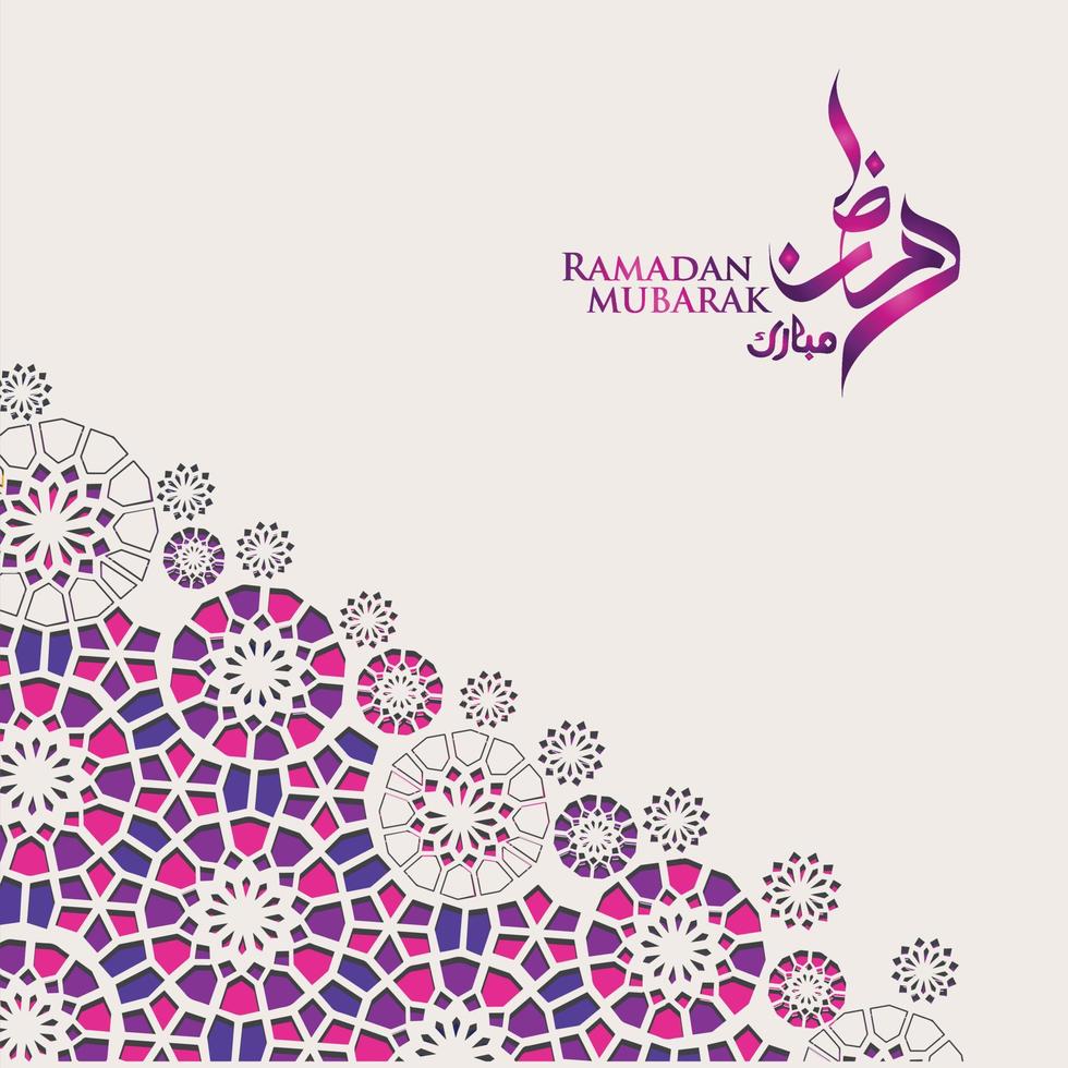 Luxurious and elegant design Ramadan kareem with arabic calligraphy and Islamic ornamental colorful detail of mosaic for islamic greeting.Vector illustration. vector