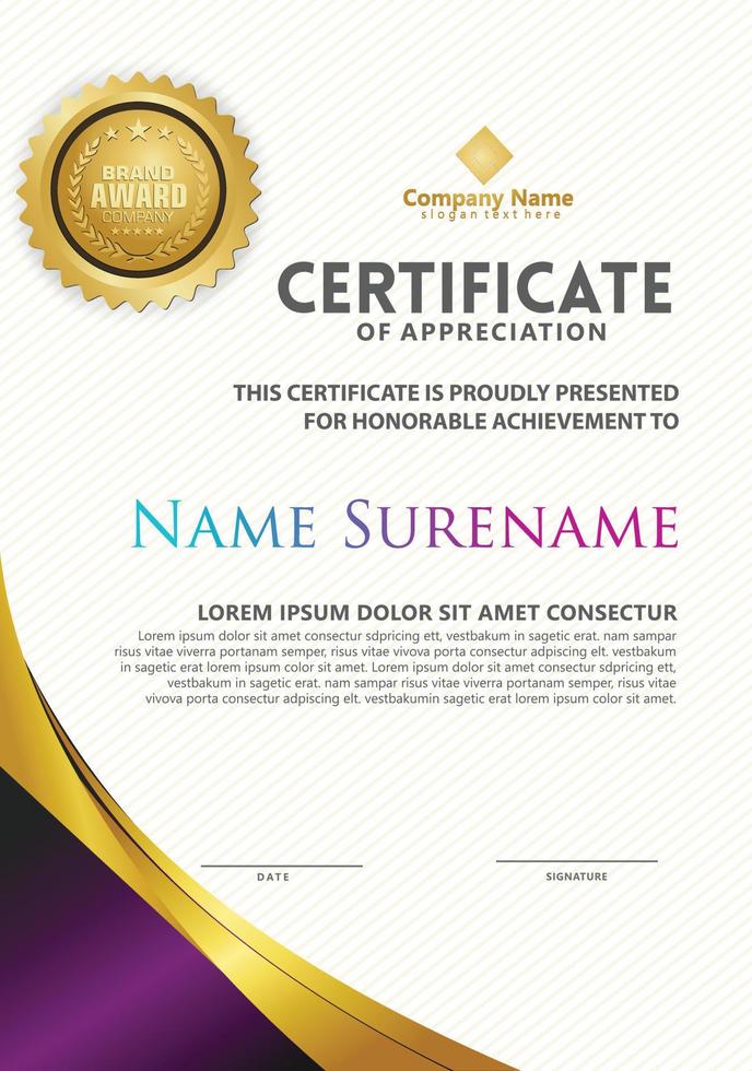 Luxury and elegant certificate template with modern pattern vector