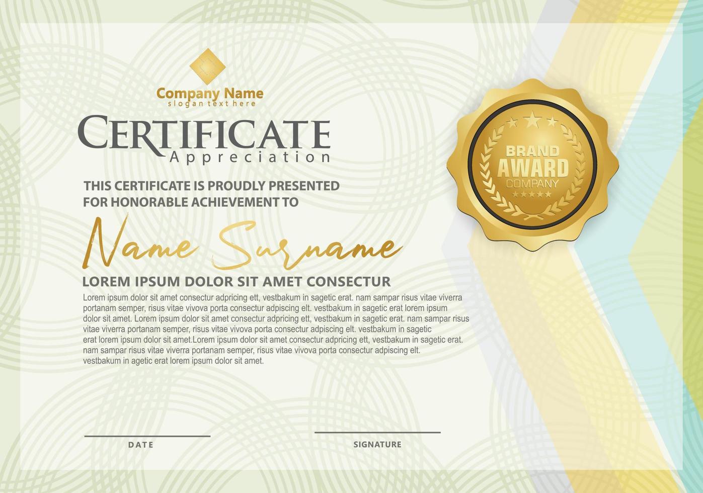 certificate template with modern pattern,diploma,Vector illustration vector