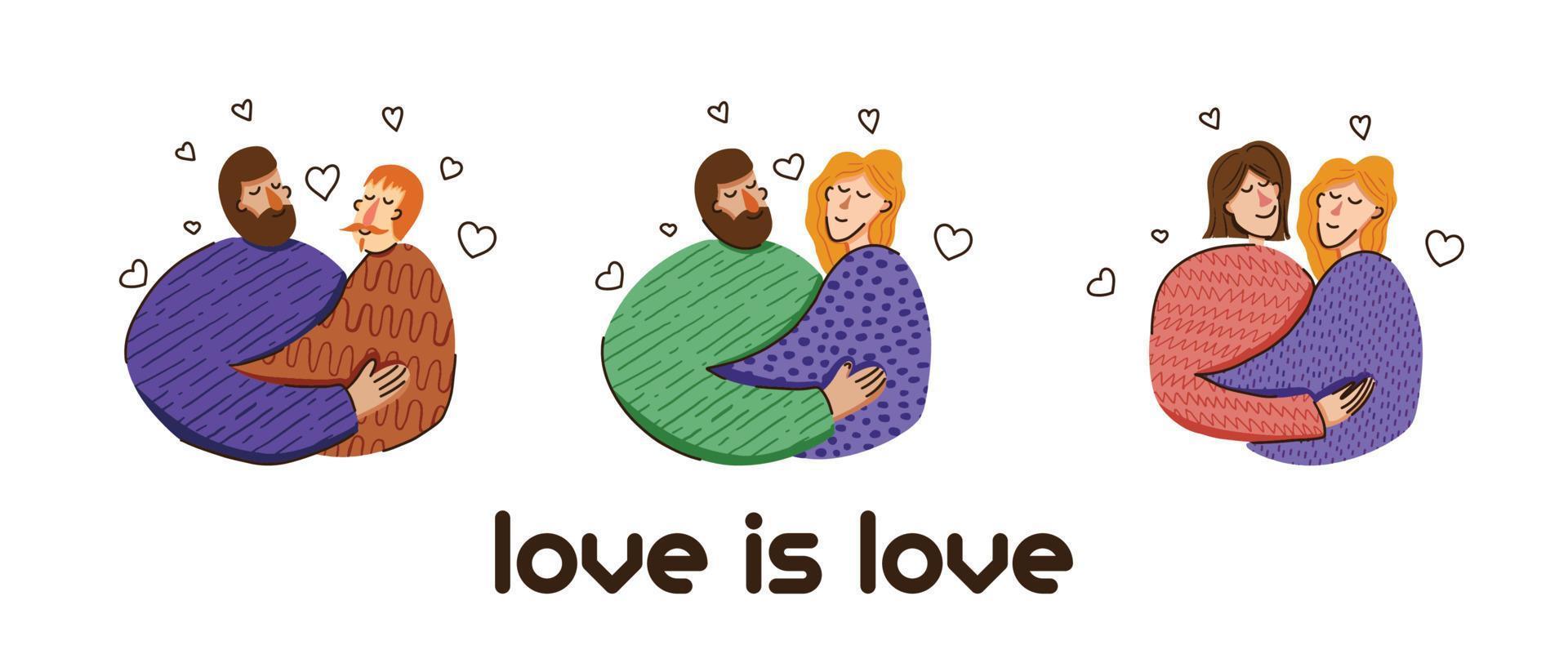 el amor es el amor. familias tradicionales y lgbt vector