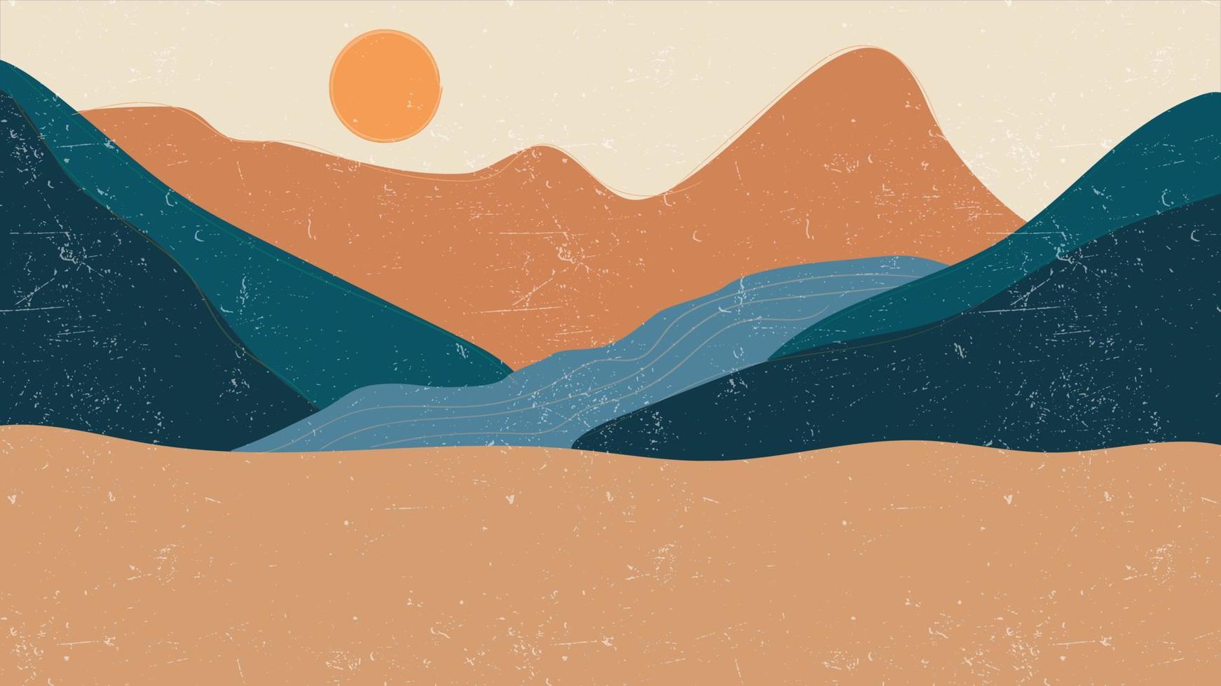 desierto estético moderno abstracto. tonos tierra, tonos pastel. estilo bohemio. impresión de arte minimalista moderno. vector