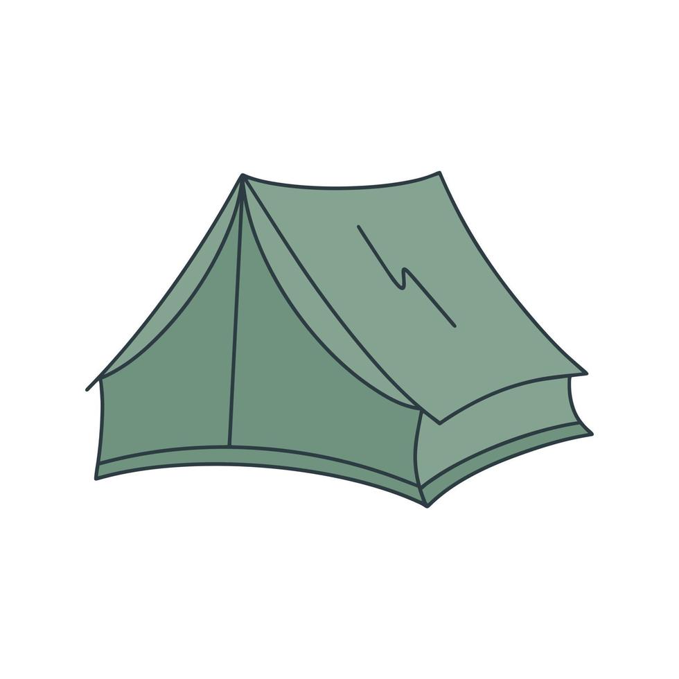 Green tent doodle style vector illustration