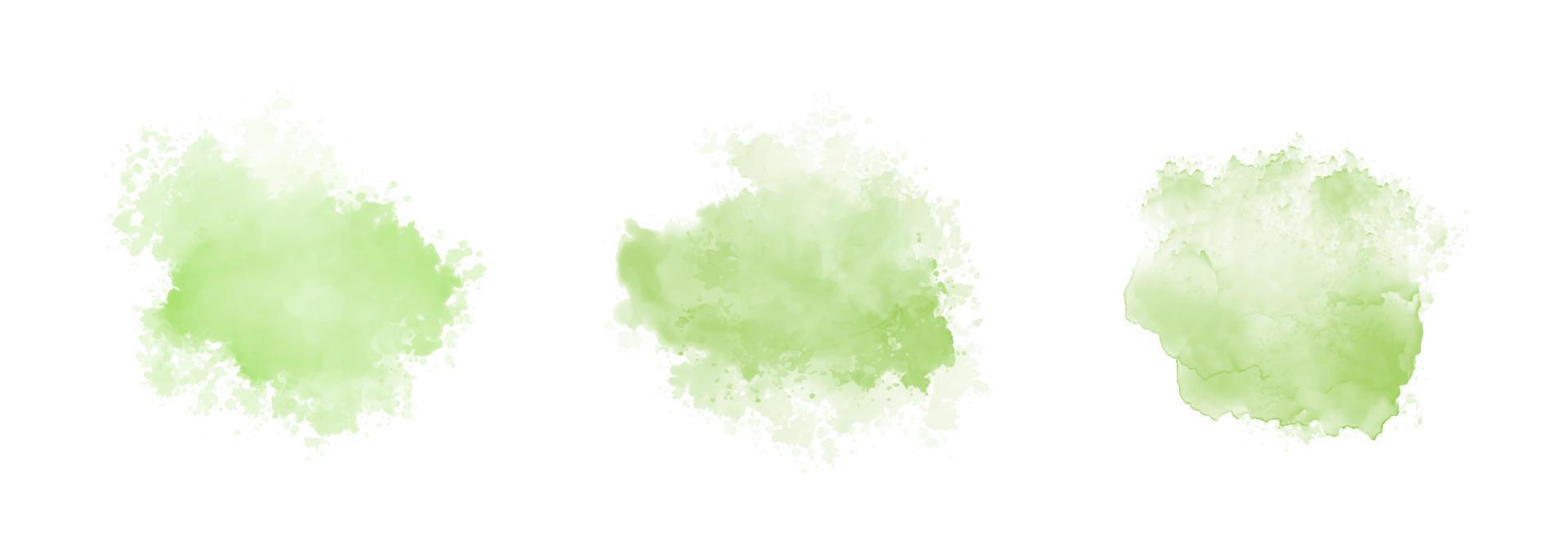 conjunto de salpicaduras de agua de acuarela verde abstracto vector