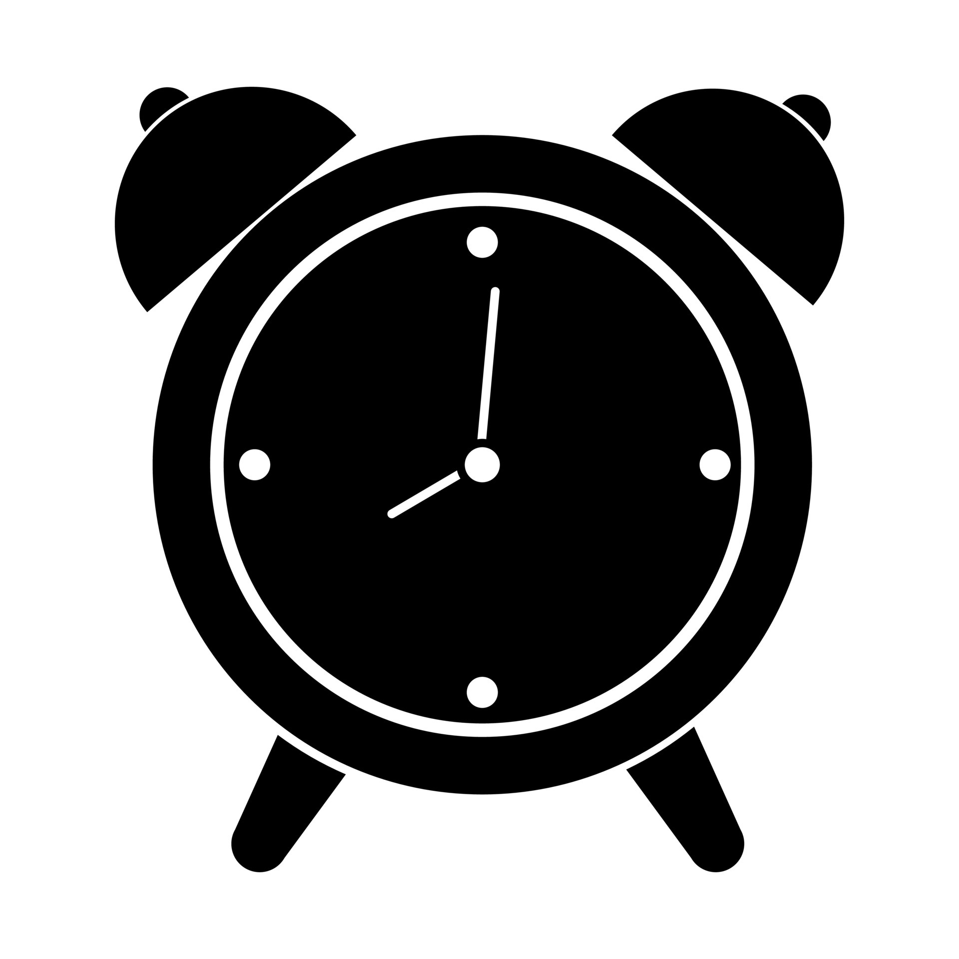 Alarm clock icon silhouette, vector illustration isolated on white