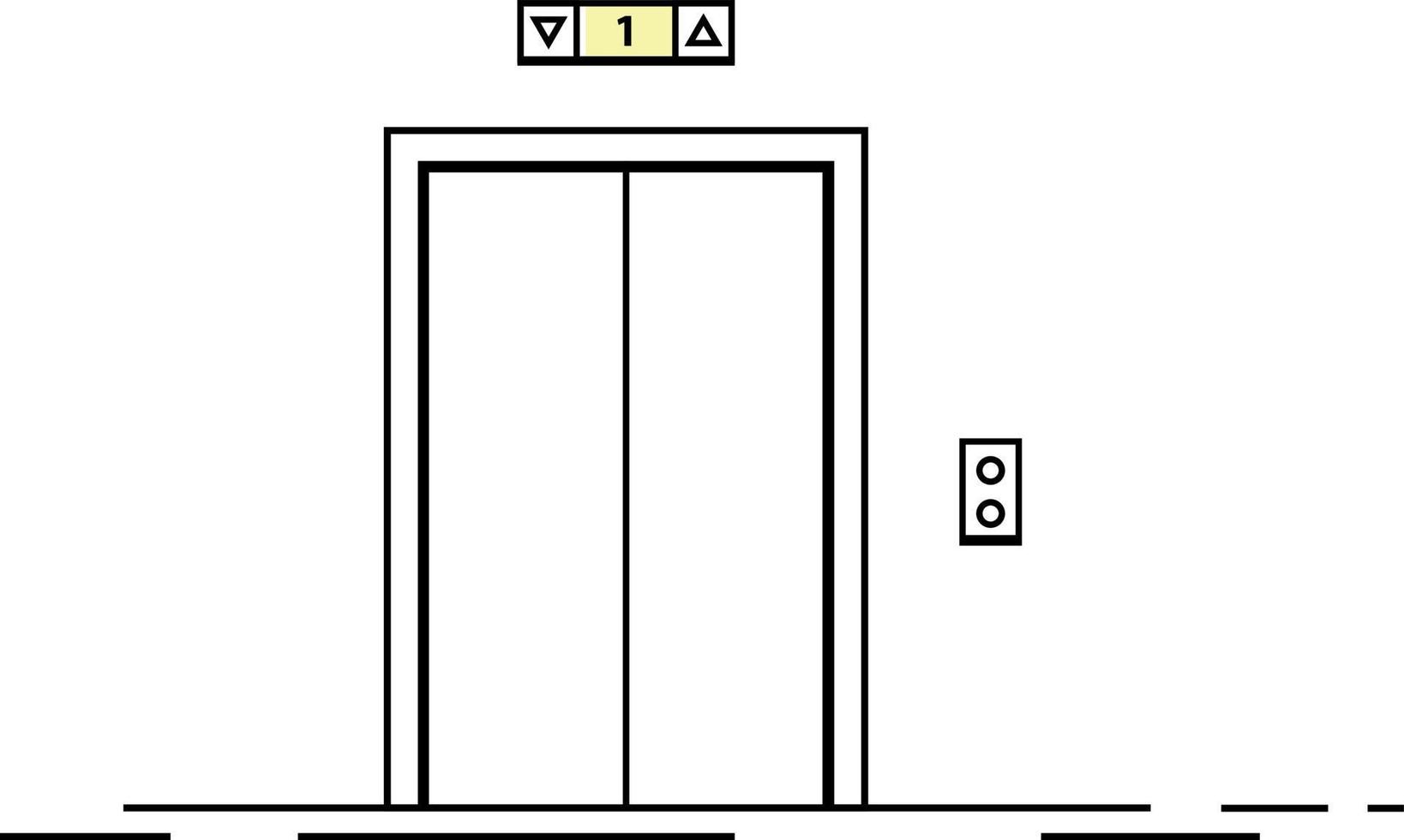 Elevator line art concept. Door lift in a house. Up and down electricity cabin. Vector illustration