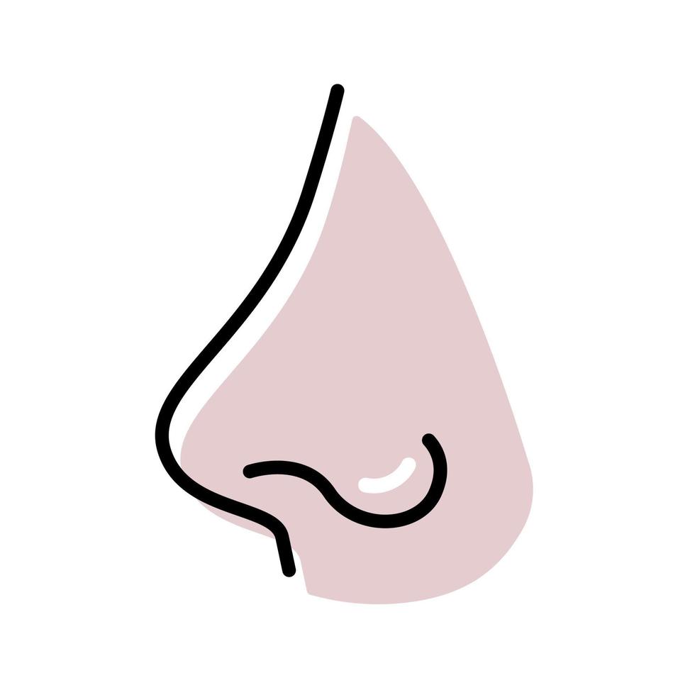 Nose line icon. Symbol of smell, breath. Simple shapes design. Vector illustration on white