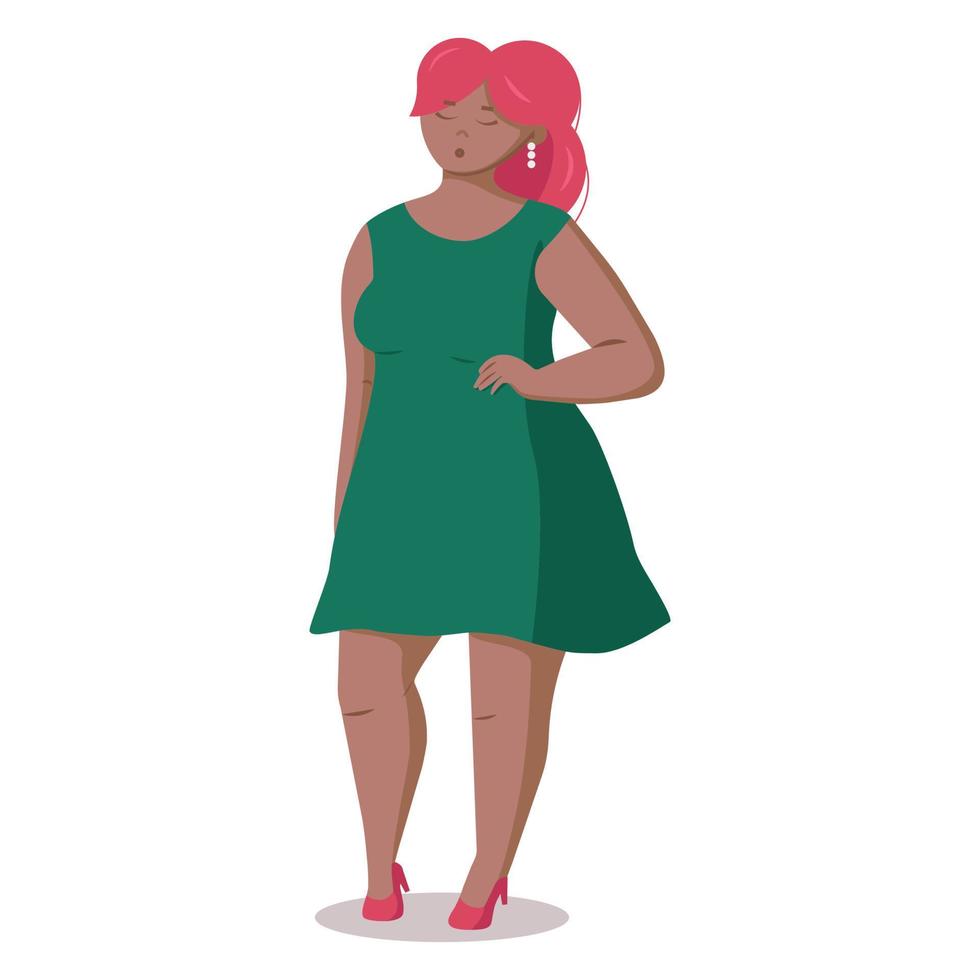 Body positive woman. Size plus concept. Vector illustration