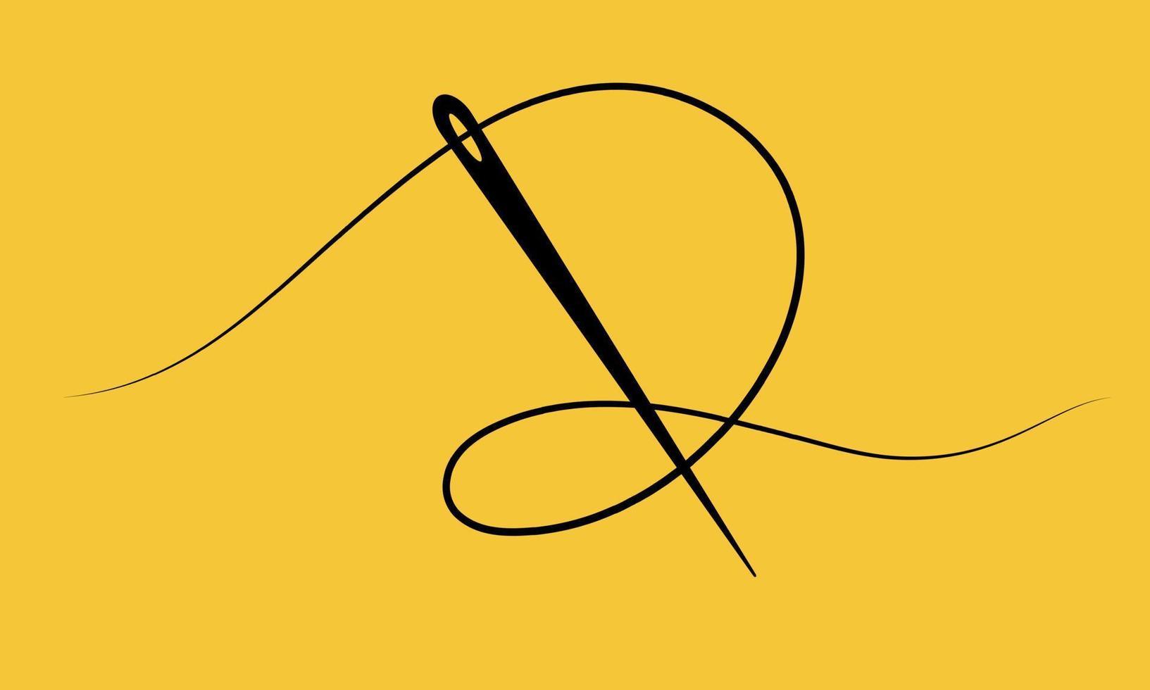 concepto de arte de línea de aguja a medida. ilustración vectorial sobre fondo amarillo vector