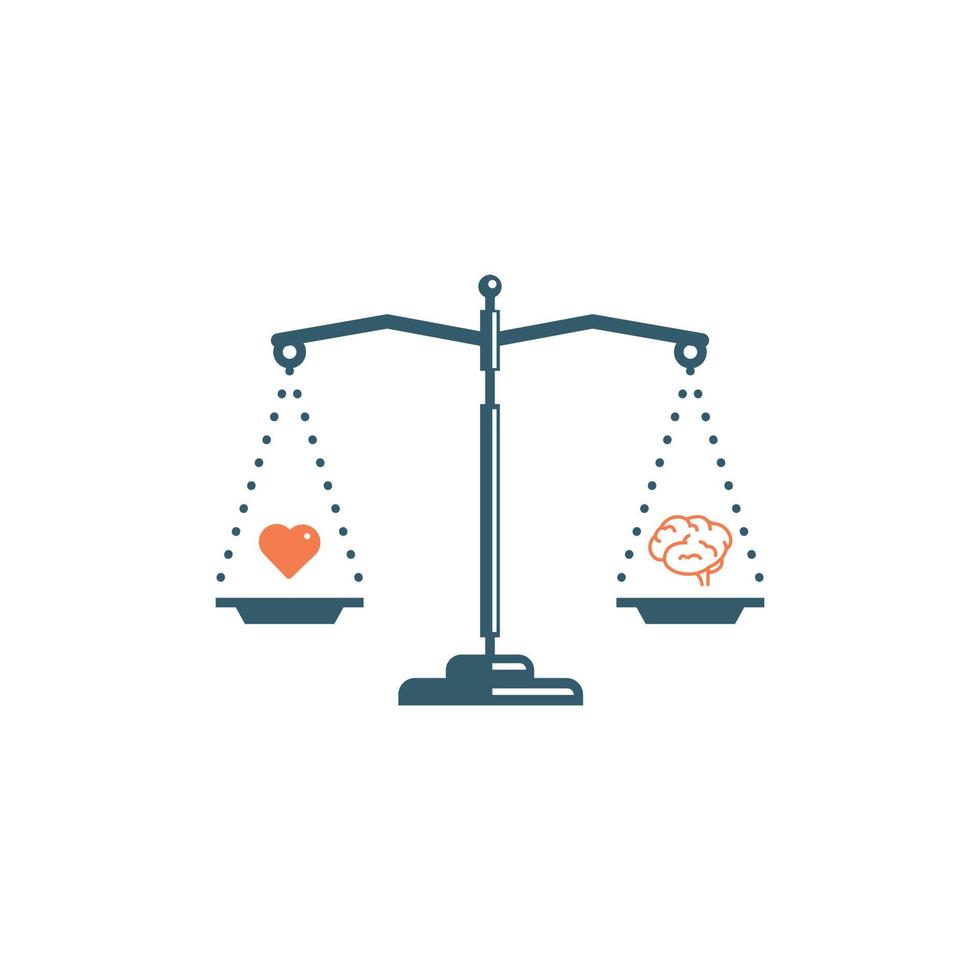 Scales in balance love and mind. Harmony passion and think. Libra measure value. Vector