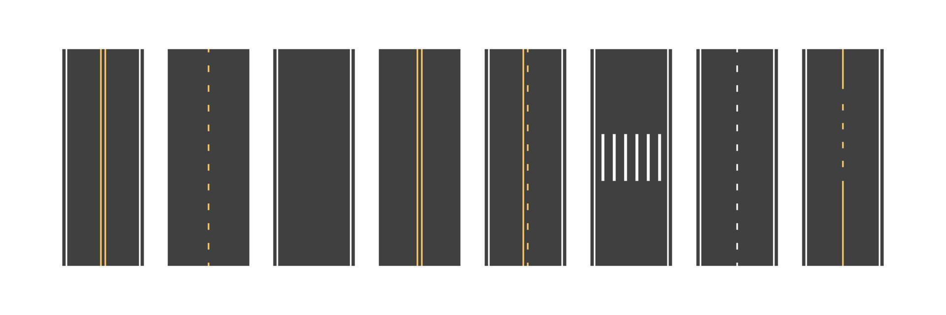 Way constructor, highway elements set. Urban road, crosswalk. Vector