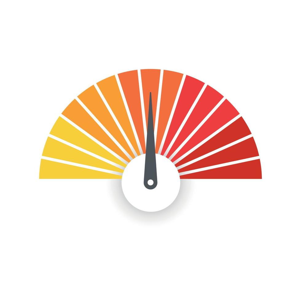 concepto plano indicador de nivel. Diagrama de temperatura o velocidad. manómetros de puntuación de crédito. ilustración vectorial vector