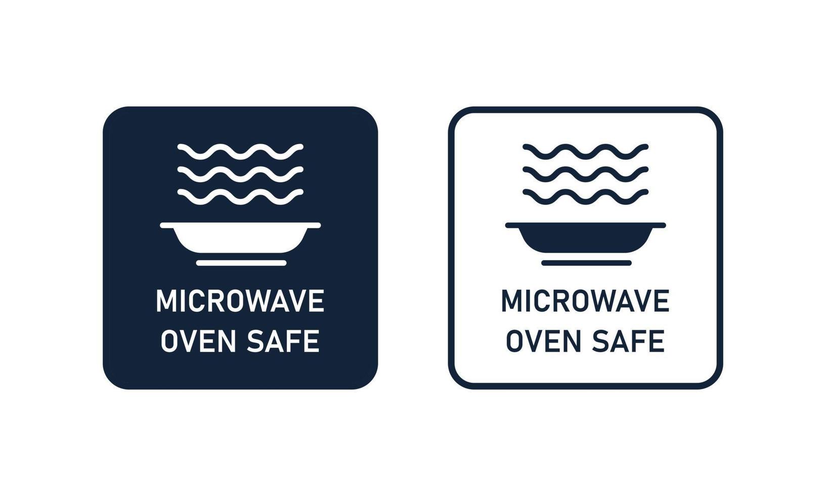 Microwave safe line icon set. Vector