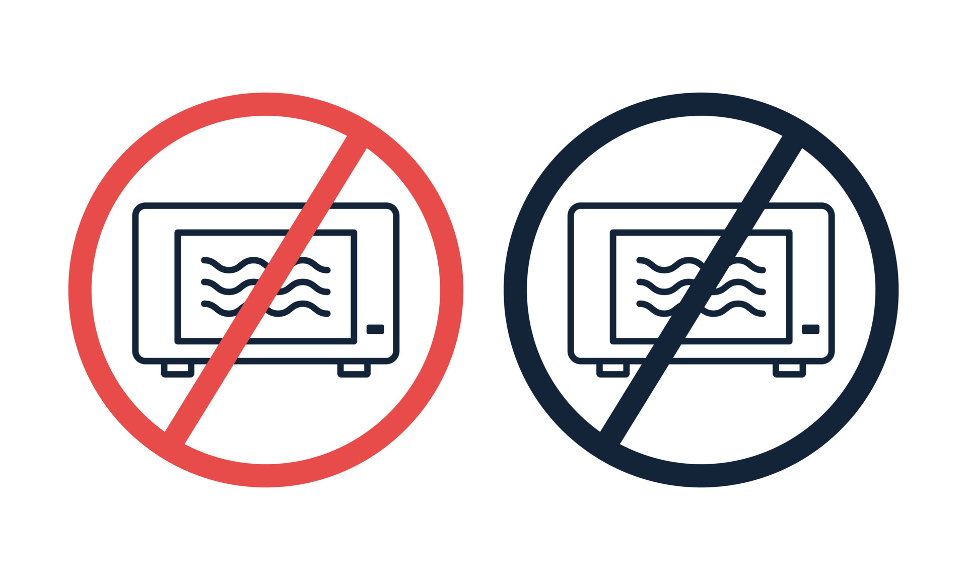 Do not for microwave information sign. Oven icon in crossed circle