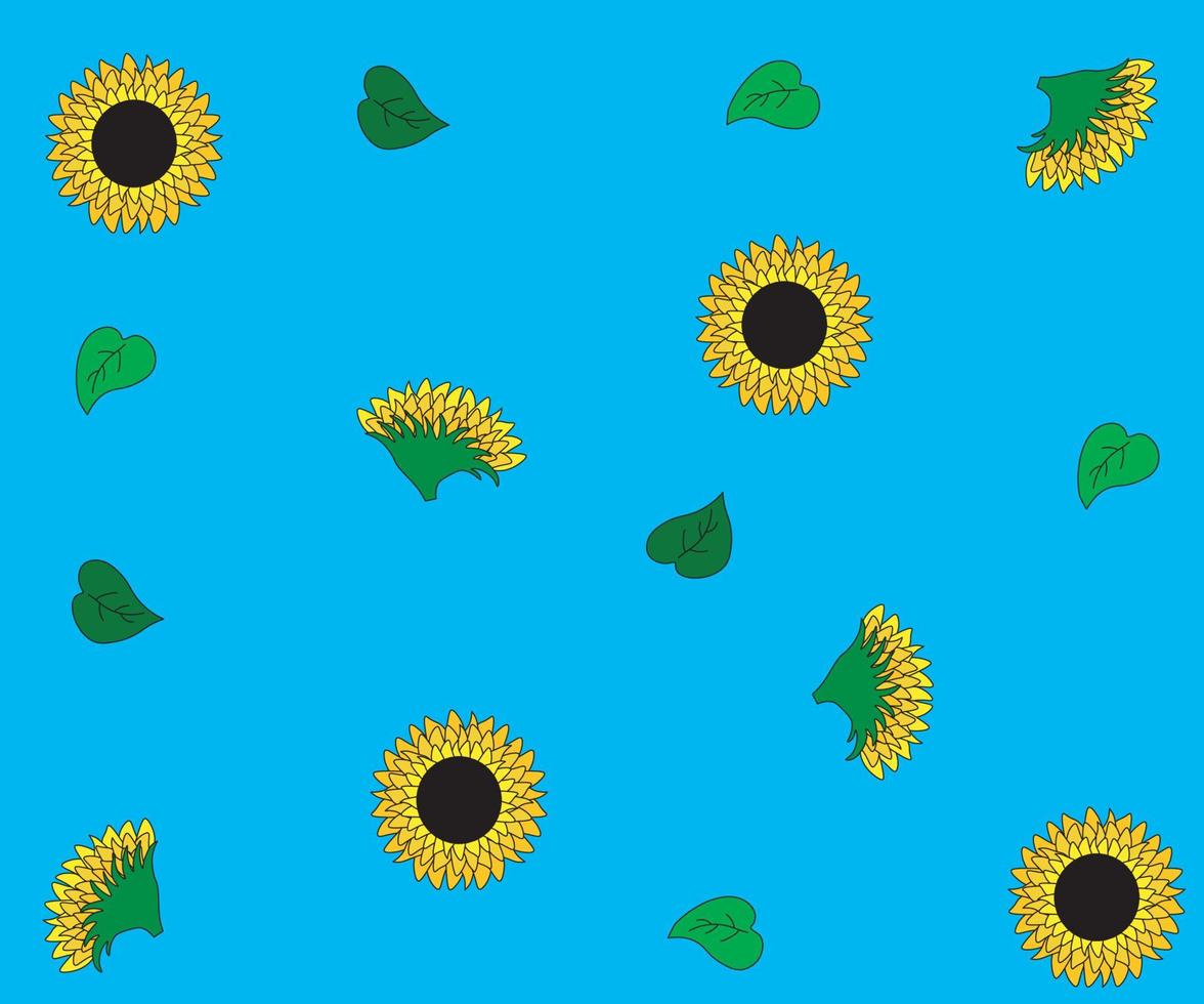 pattern of blooming sunflowers and peaceful summer sky vector