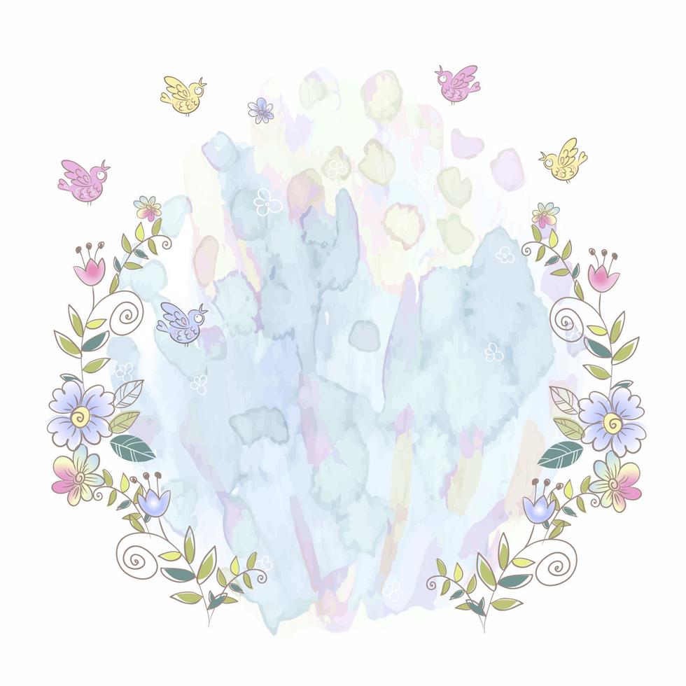 Background frame with flowers. A blank for a postcard and an invitation to a holiday. Watercolor. Vector