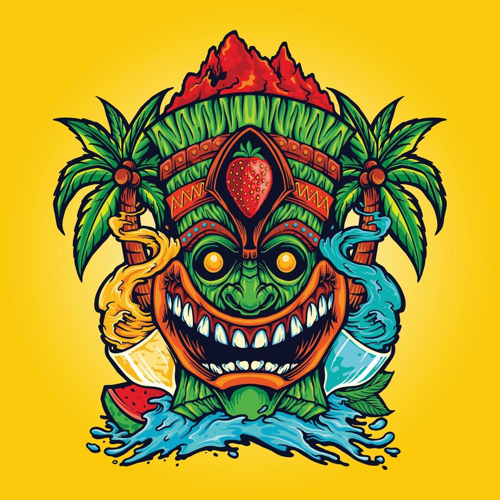 Tiki Tropical Cocktail Drinks Classic Illustrations vector