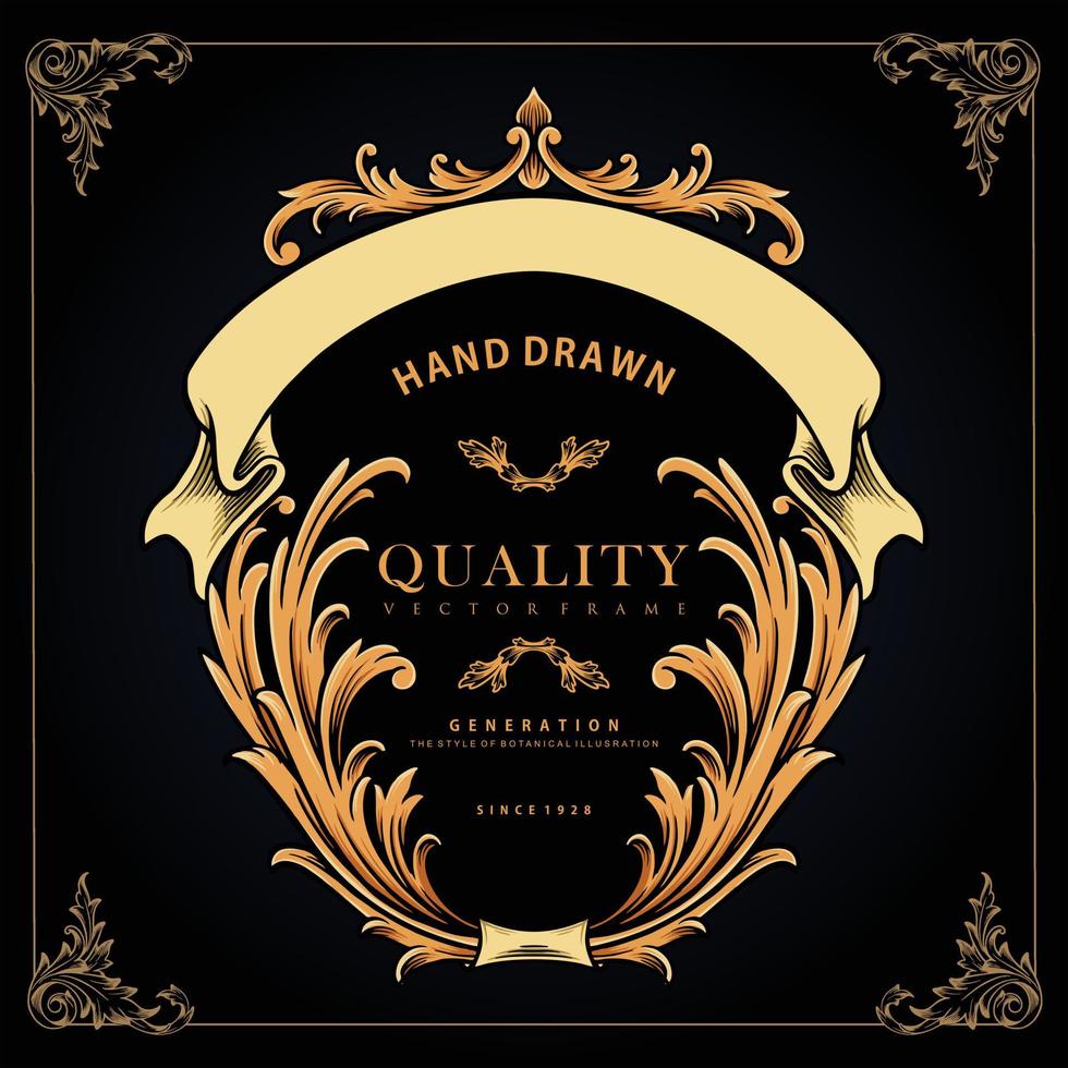 Best Luxury Frame Ornament Vintage Label Illustraions vector