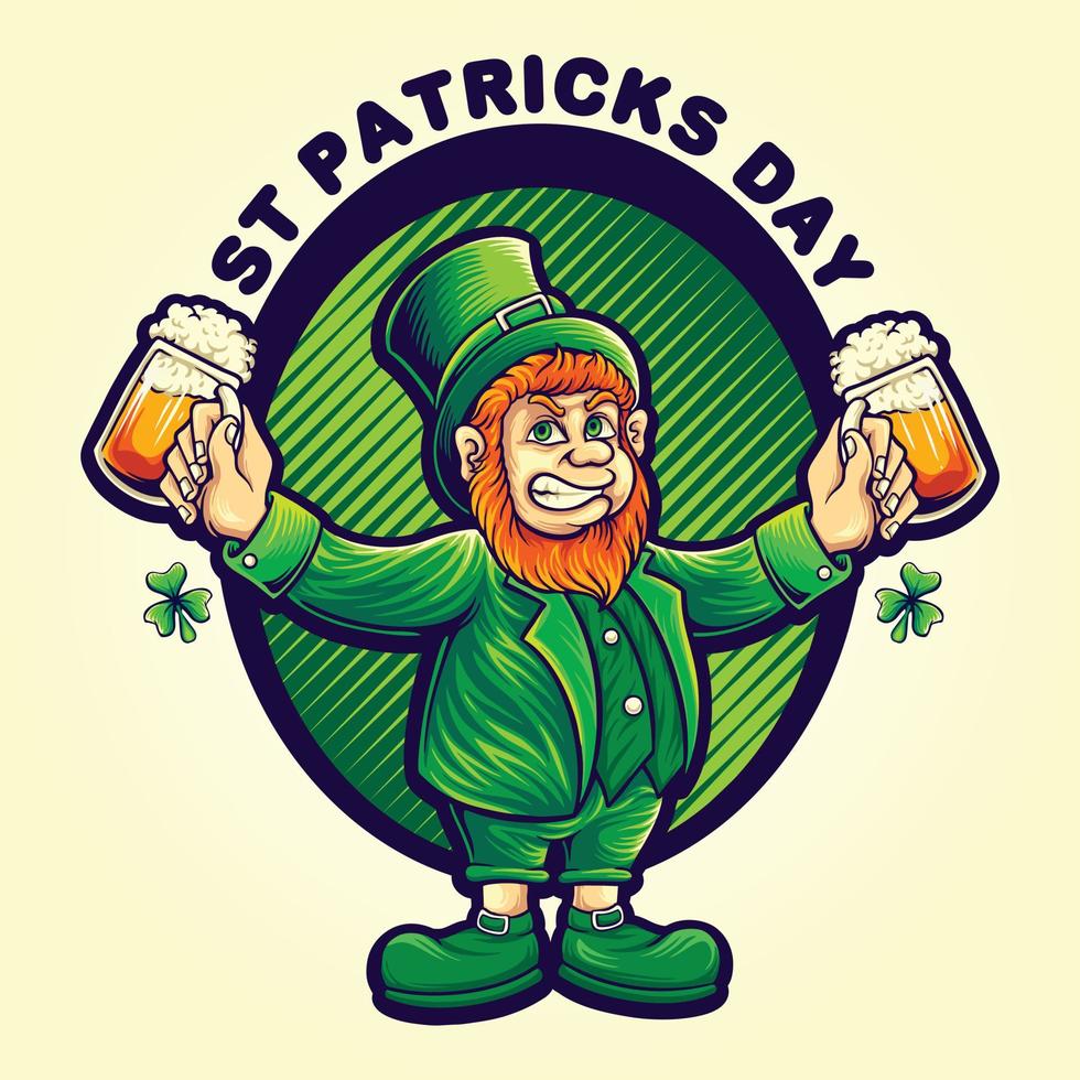 feliz día de san patricio con ilustraciones vectoriales de la fiesta de la cerveza para su logotipo de trabajo, camiseta de mercadería de mascotas, pegatinas y diseños de etiquetas, afiches, tarjetas de felicitación que anuncian empresas comerciales o marcas. vector