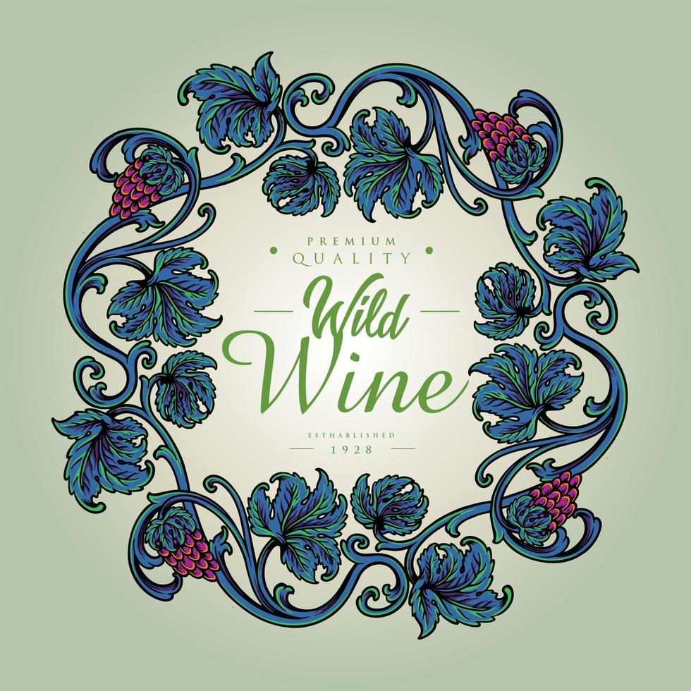 Elegant vintage wine floral label Vector illustrations for your work Logo, mascot merchandise t-shirt, stickers and Label designs, poster, greeting cards advertising business company or brands.
