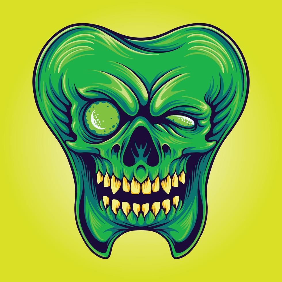 Dental teeth mascot monster zombie vector