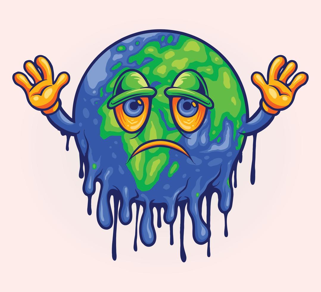 Happy world earth day with melted globe vector