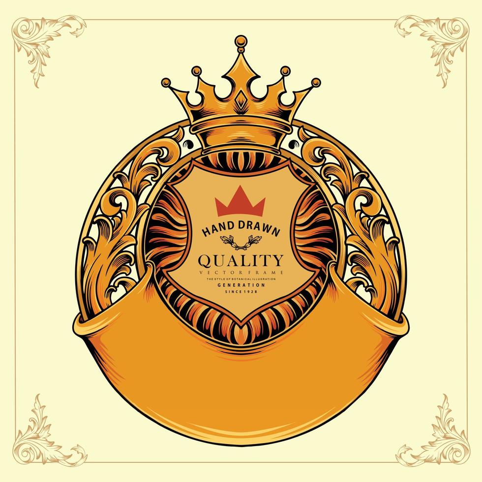 insignia de la corona de lujo florecer color dorado vector