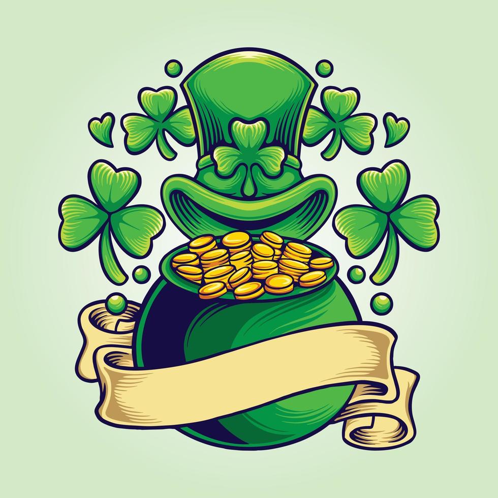 St patricks money cans with vintage ribbon vector
