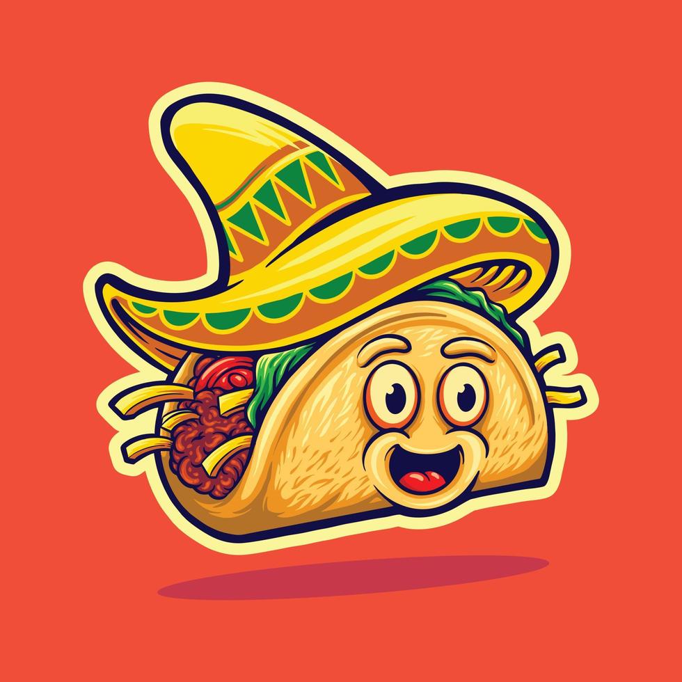 Delicious mexican tacos illustrations mascot vector