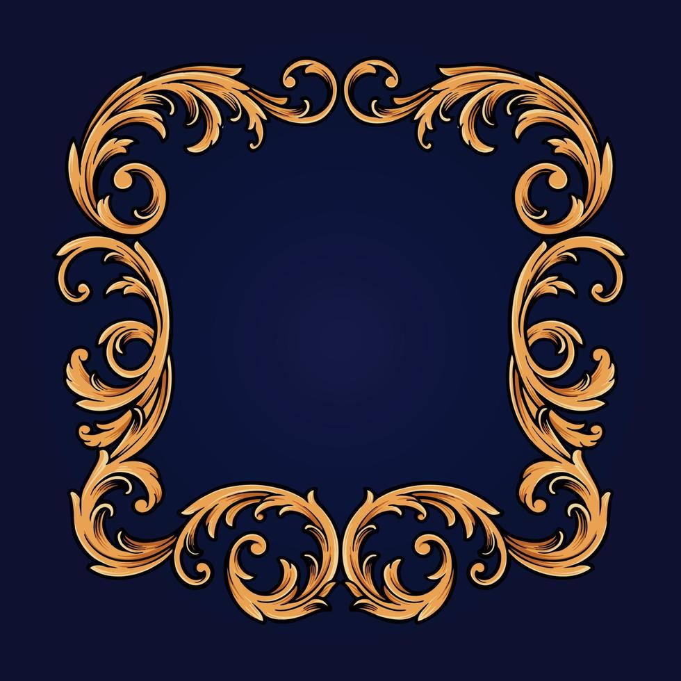 Elegant Vintage Gold Frame Ornaments for your label logo vector