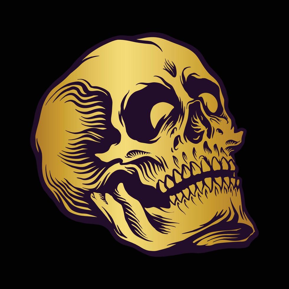 Head skull with gold colour Vector illustrations