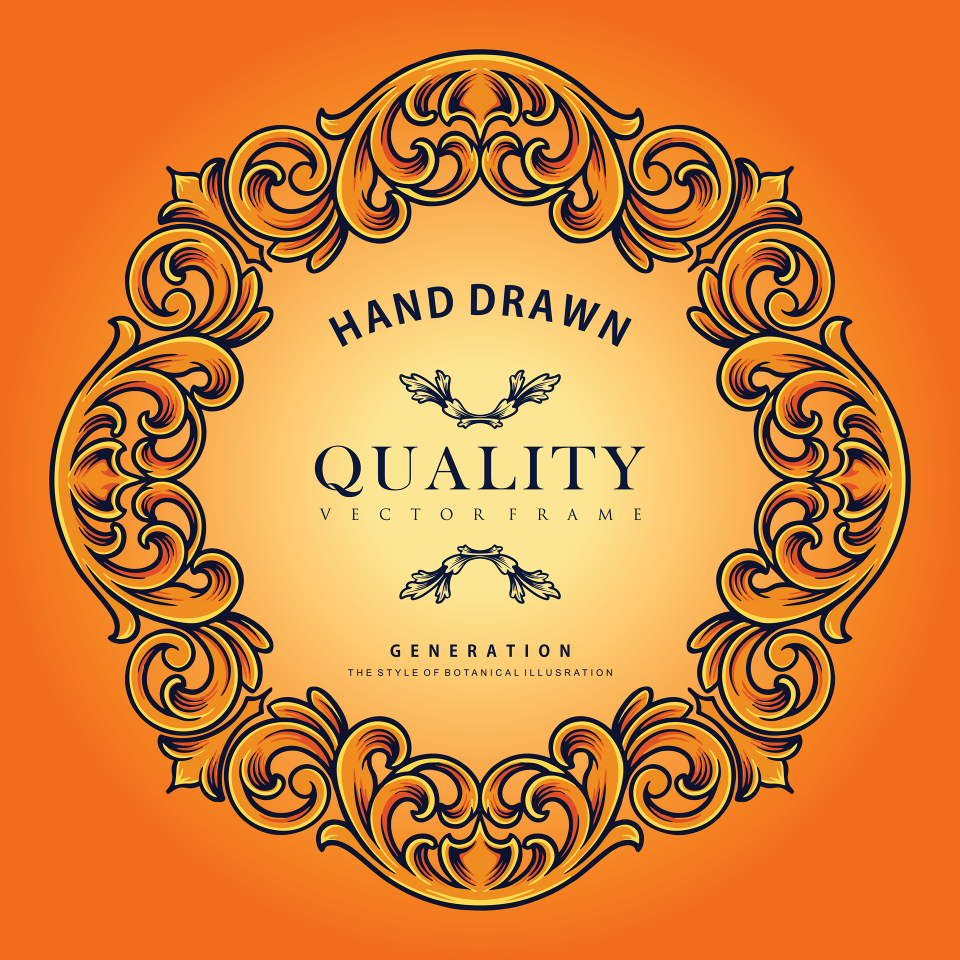 Classic gold frame flourish ornament Vector illustrations for your work