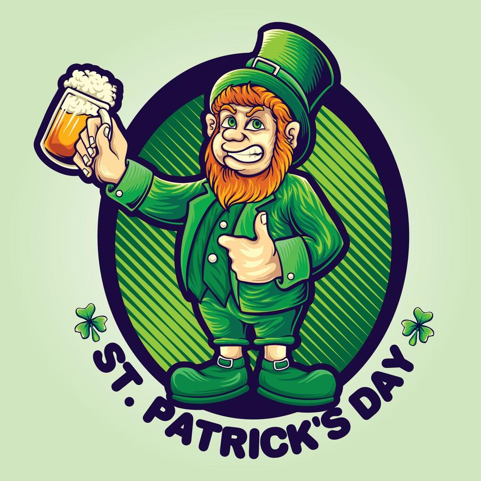 feliz día de san patricio con ilustraciones vectoriales de la fiesta de la cerveza para su logotipo de trabajo, camiseta de mercadería de mascotas, pegatinas y diseños de etiquetas, afiches, tarjetas de felicitación que anuncian empresas comerciales o marcas. vector