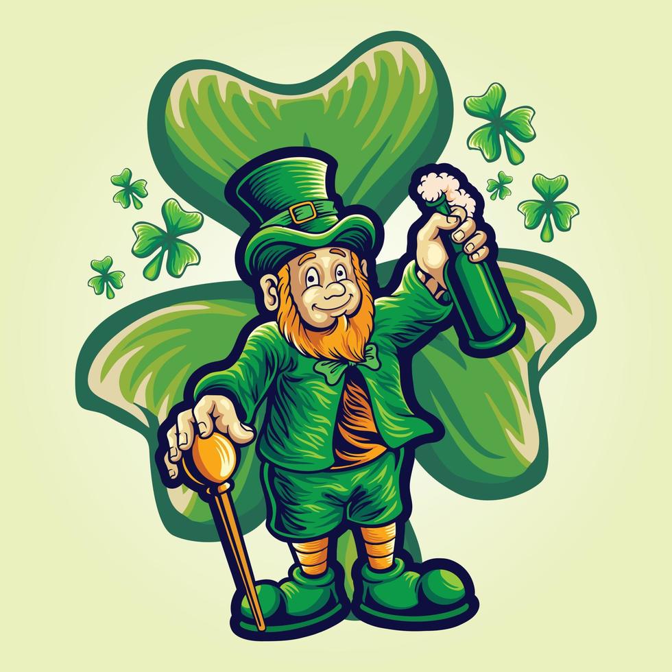 St patricks day with clover leaf background vector