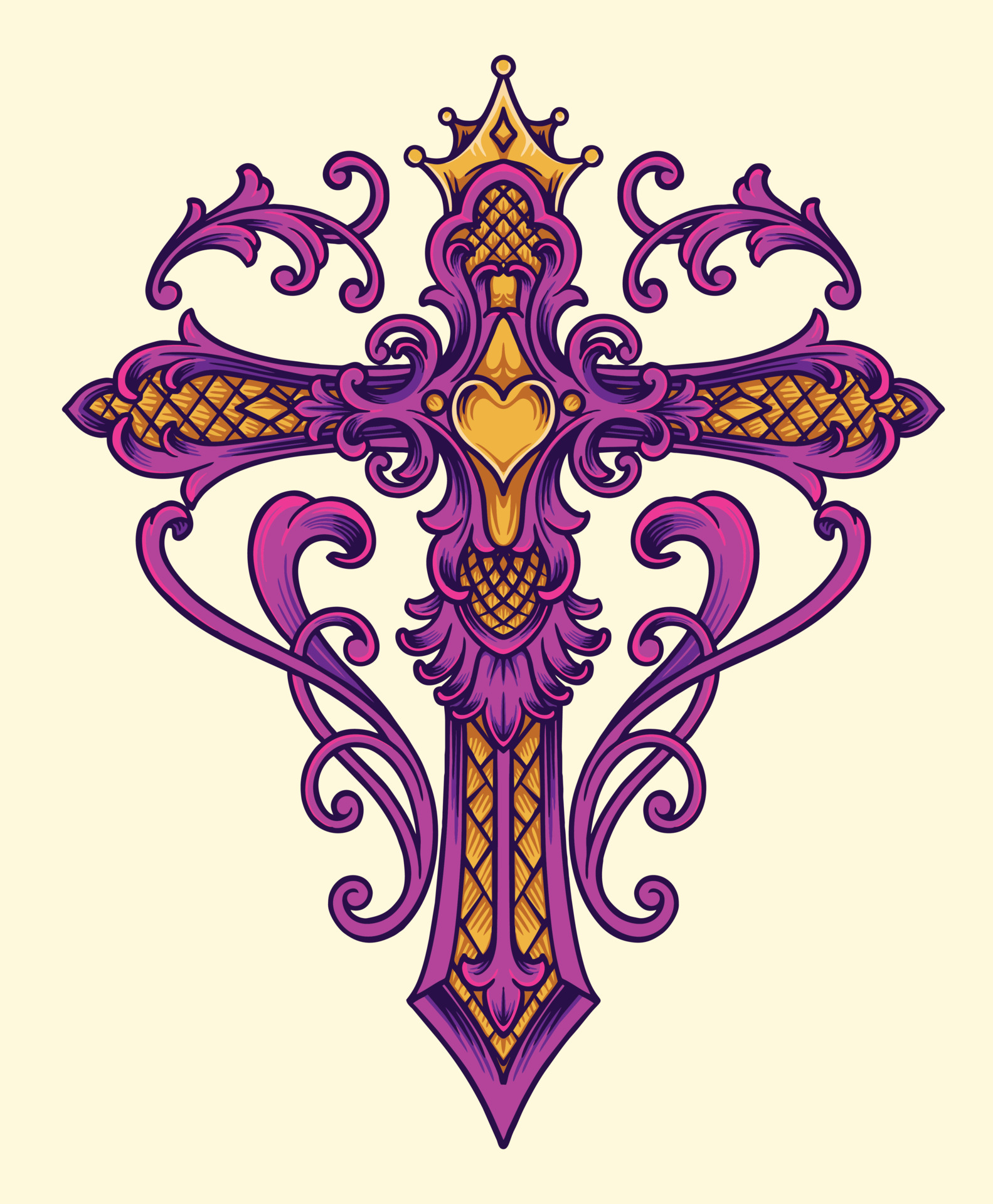 Elegant vintage cross flourish ornament Vector illustrations for your