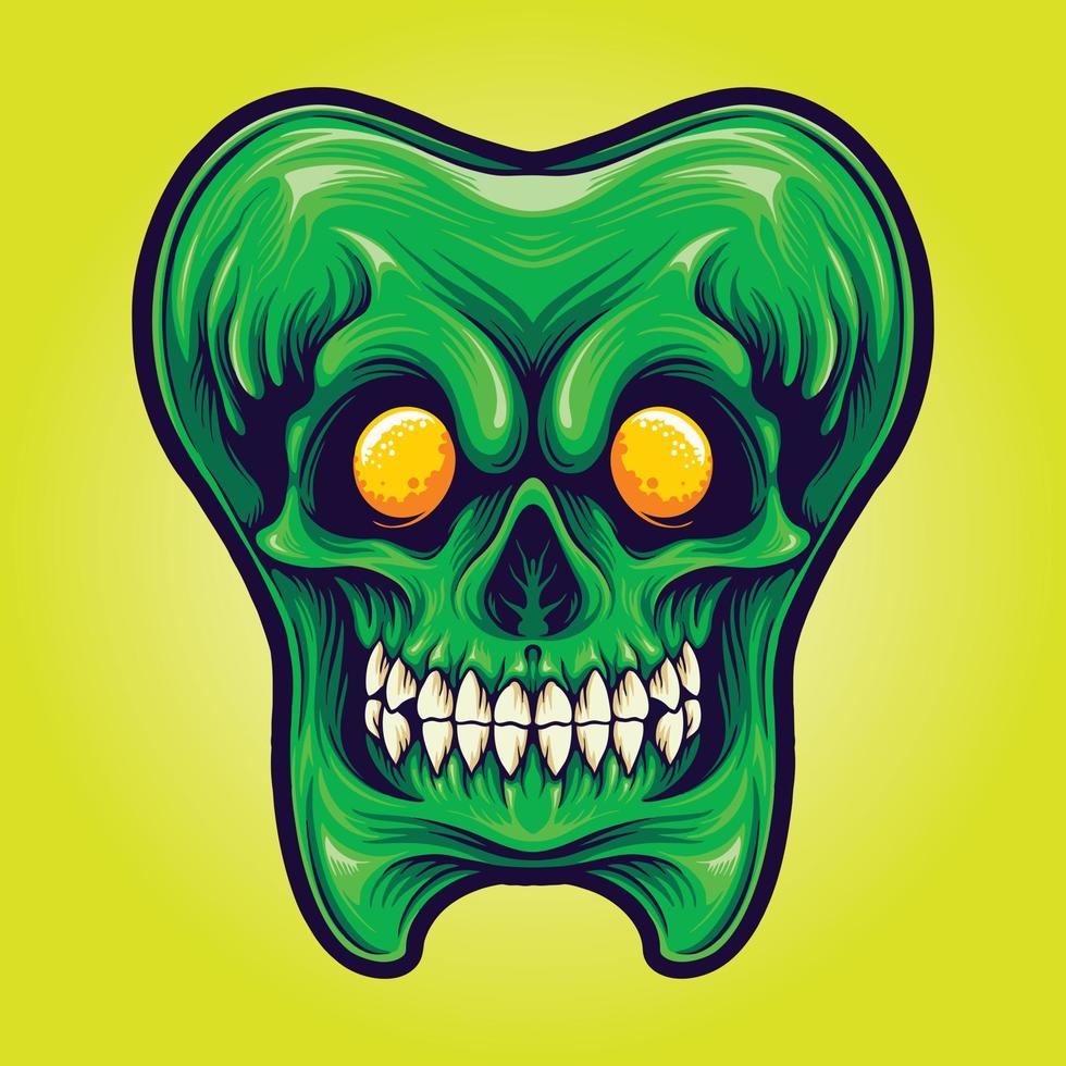 Dental teeth mascot zombie skull vector