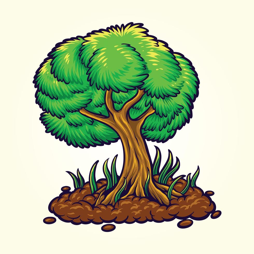 Happy arbor day green trees Vector illustrations for your work Logo, mascot merchandise t-shirt, stickers and Label designs, poster, greeting cards advertising business company or brands.