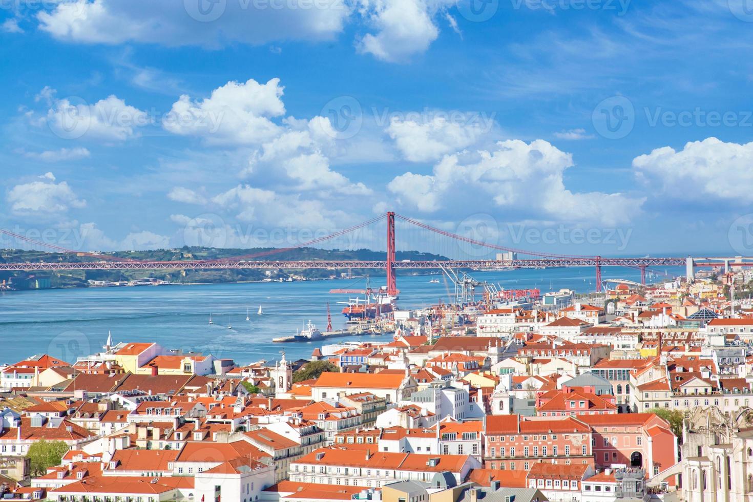 Lisbon panoramic view from Saint George Castle Sao Jorge lookout photo