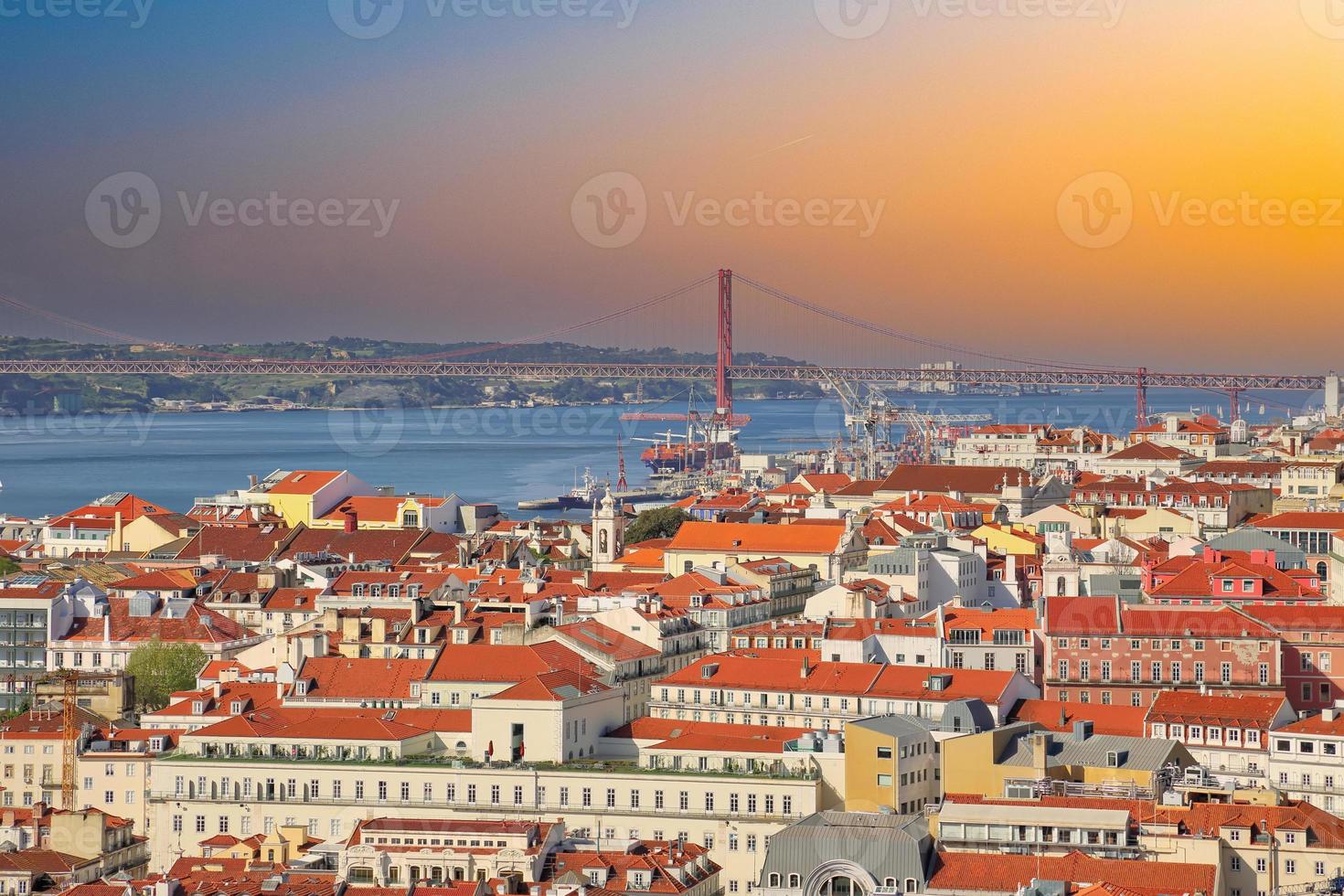 Lisbon panoramic view from Saint George Castle Sao Jorge lookout photo