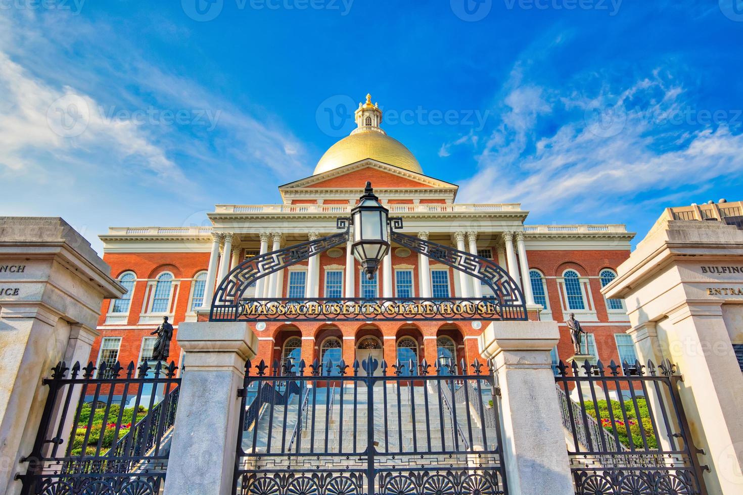 Massachusetts State House, a landmark attraction frequently visited by numerous tourists photo