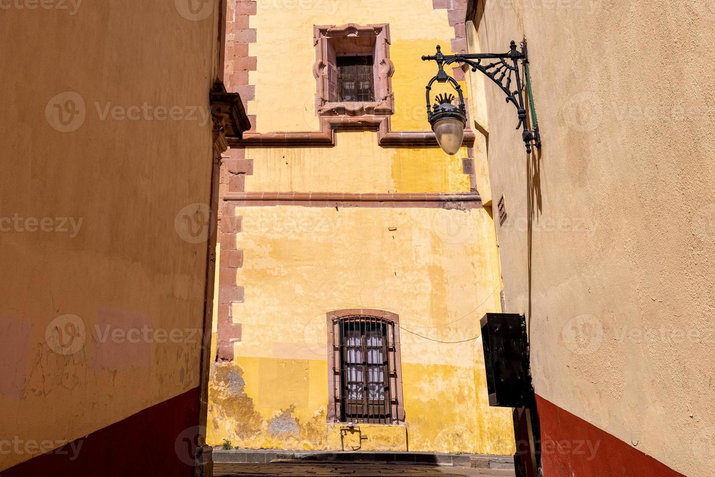 Zacatecas, Mexico, colorful colonial old city streets in historic center near central cathedral photo