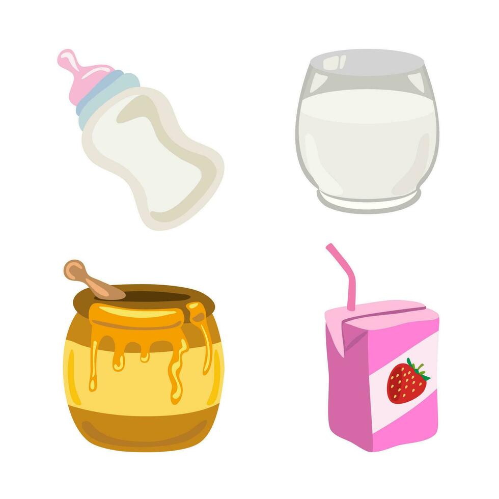 vector emoji leche cartón de leche miel