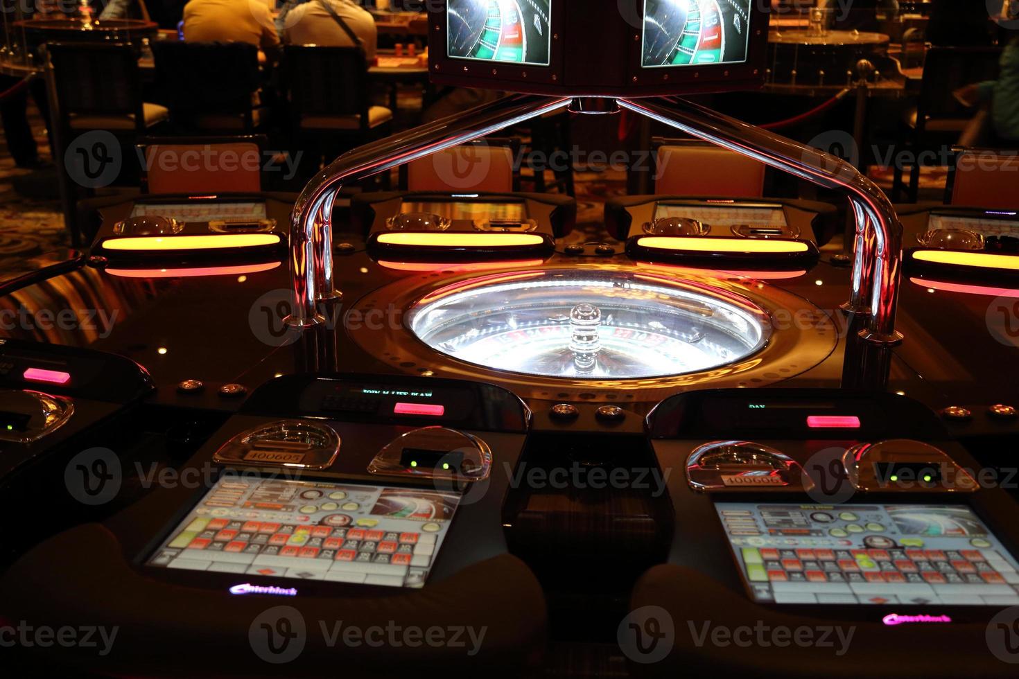 Casino machines in the entertainment area at night photo