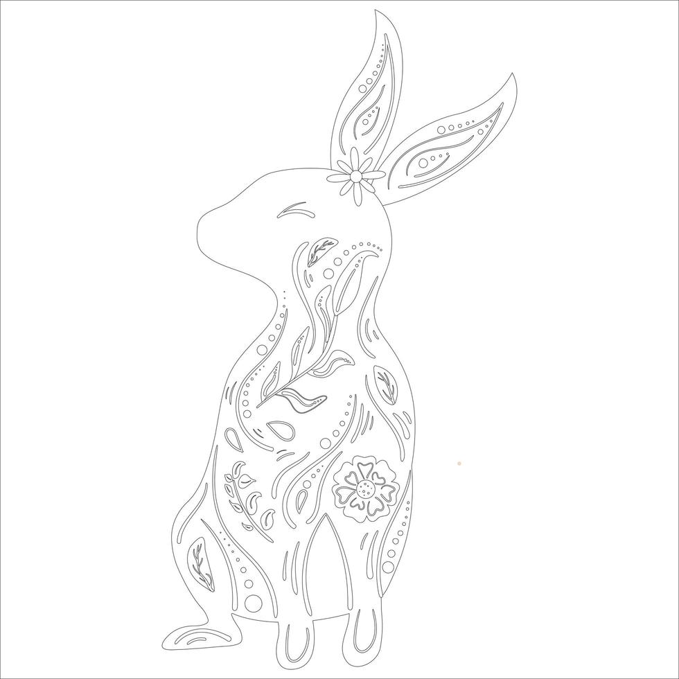 Bunny in White and Black style. Easter vector