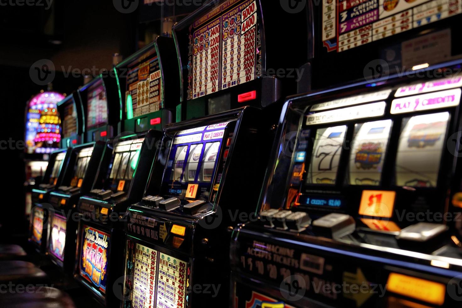 Casino machines in the entertainment area at night photo