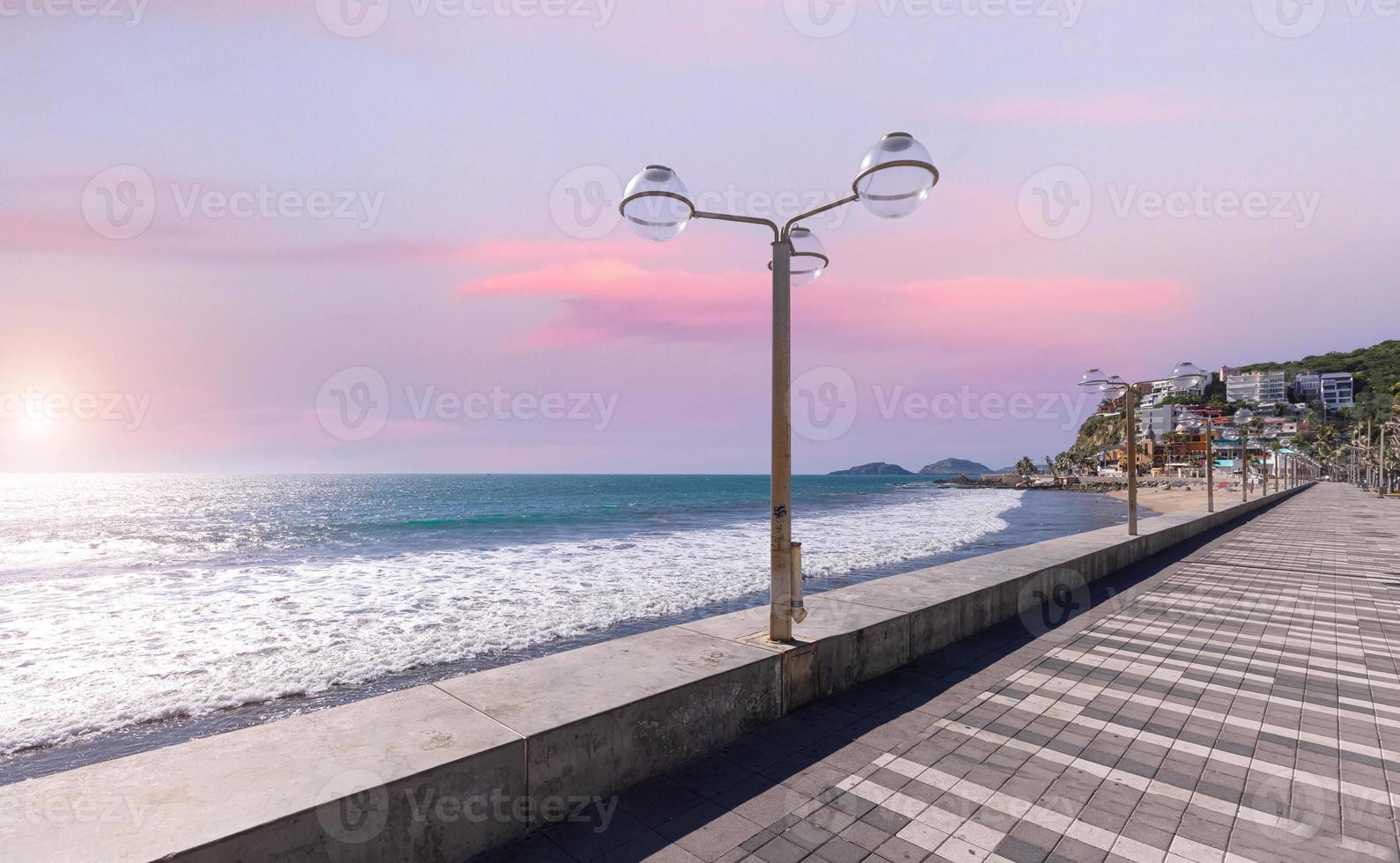 Famous Mazatlan sea promenade, El Malecon, with ocean lookouts, tourist beaches and scenic landscapes. It connects Old Mazatlan with Hotel Zone Zona Hotelera photo