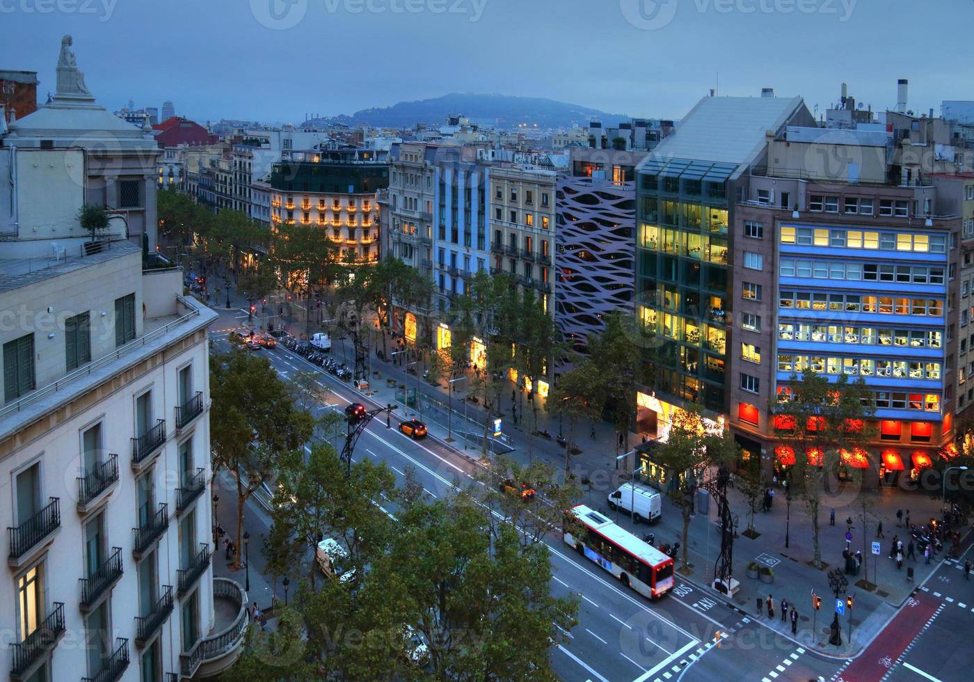Barcelona streets in historic center at night photo