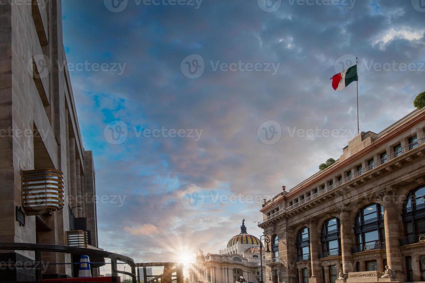 Mexico City streets in historic center near Zocalo Square photo